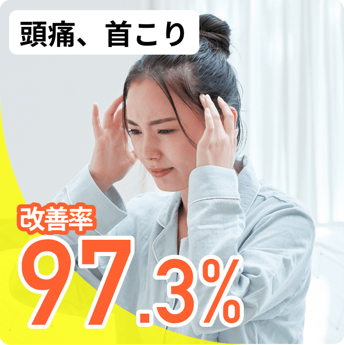 頭痛、首こり 改善率97.3%